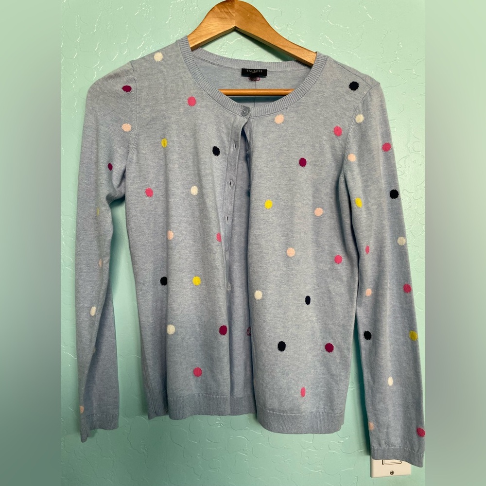 Talbots Charming Cardigan Intarsia Dot NWT Petite